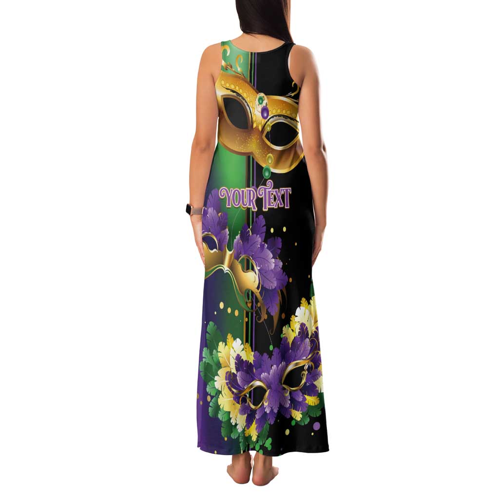 Personalized Mardi Gras Tank Maxi Dress Carnival Feathers Masks - Wonder Print Shop