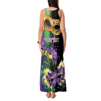 Personalized Mardi Gras Tank Maxi Dress Carnival Feathers Masks - Wonder Print Shop