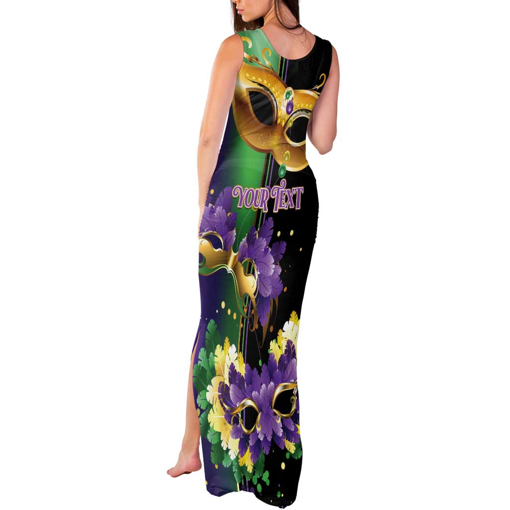 Personalized Mardi Gras Tank Maxi Dress Carnival Feathers Masks - Wonder Print Shop
