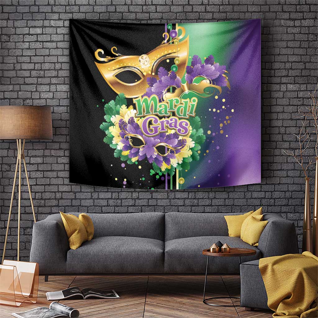 Mardi Gras Tapestry Carnival Feathers Masks - Wonder Print Shop