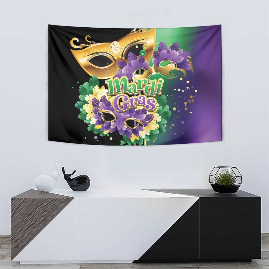 Mardi Gras Tapestry Carnival Feathers Masks - Wonder Print Shop