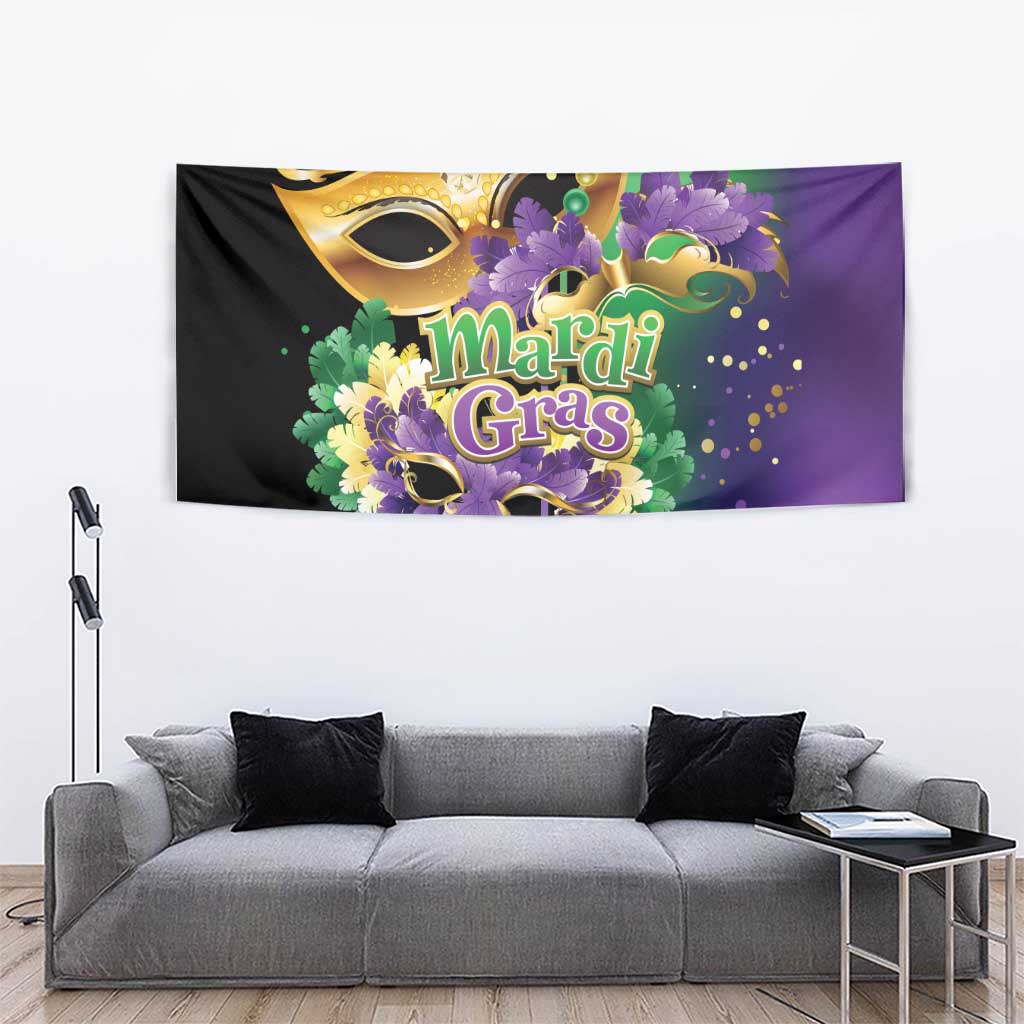 Mardi Gras Tapestry Carnival Feathers Masks - Wonder Print Shop