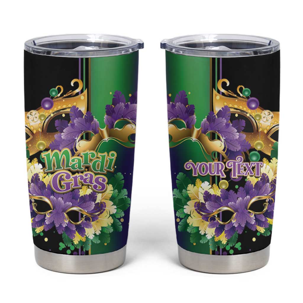 Personalized Mardi Gras Tumbler Cup Carnival Feathers Masks - Wonder Print Shop