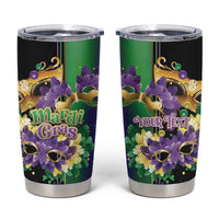 Personalized Mardi Gras Tumbler Cup Carnival Feathers Masks - Wonder Print Shop