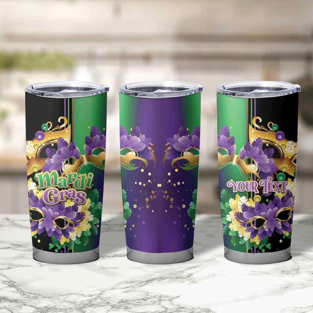 Personalized Mardi Gras Tumbler Cup Carnival Feathers Masks - Wonder Print Shop