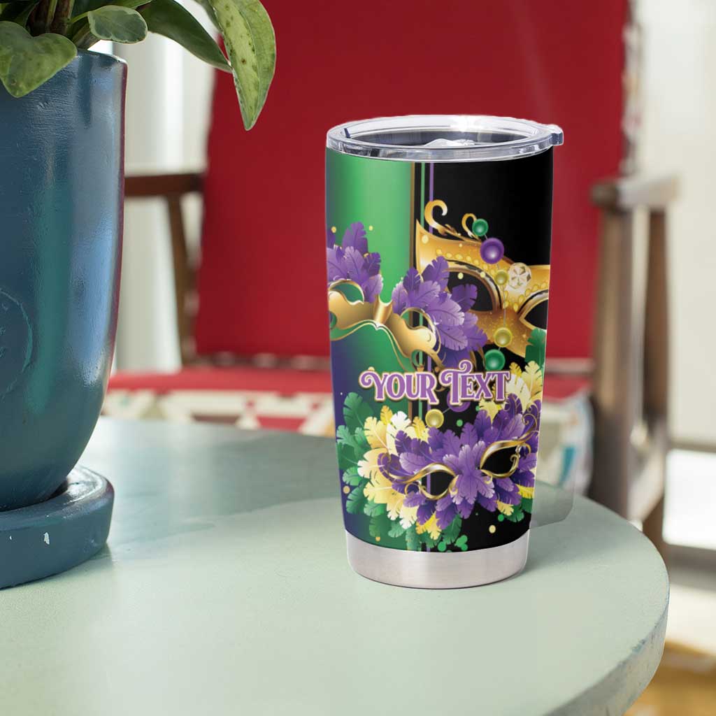 Personalized Mardi Gras Tumbler Cup Carnival Feathers Masks - Wonder Print Shop