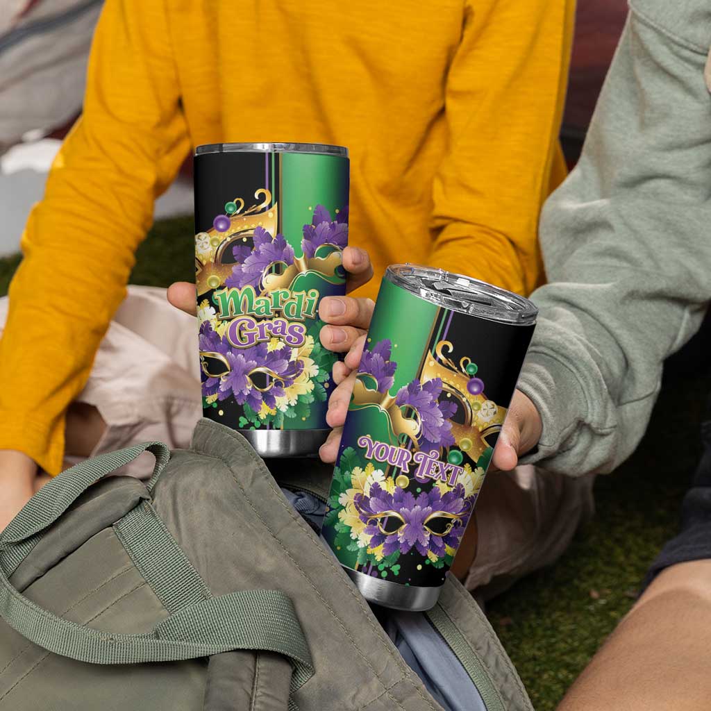 Personalized Mardi Gras Tumbler Cup Carnival Feathers Masks - Wonder Print Shop