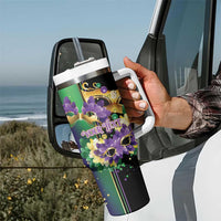 Personalized Mardi Gras Tumbler With Handle Carnival Feathers Masks - Wonder Print Shop