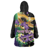 Personalized Mardi Gras Wearable Blanket Hoodie Carnival Feathers Masks - Wonder Print Shop