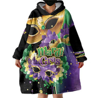 Personalized Mardi Gras Wearable Blanket Hoodie Carnival Feathers Masks - Wonder Print Shop