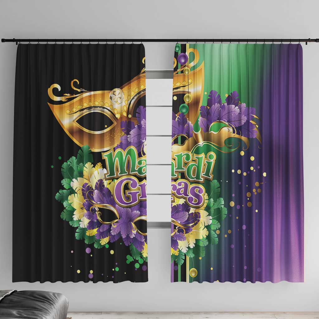 Mardi Gras Window Curtain Carnival Feathers Masks - Wonder Print Shop