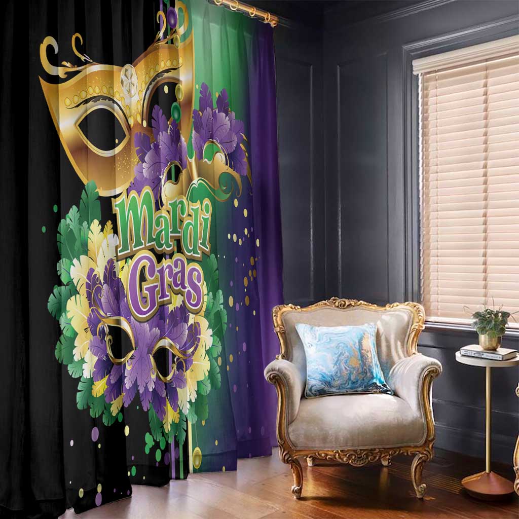 Mardi Gras Window Curtain Carnival Feathers Masks - Wonder Print Shop