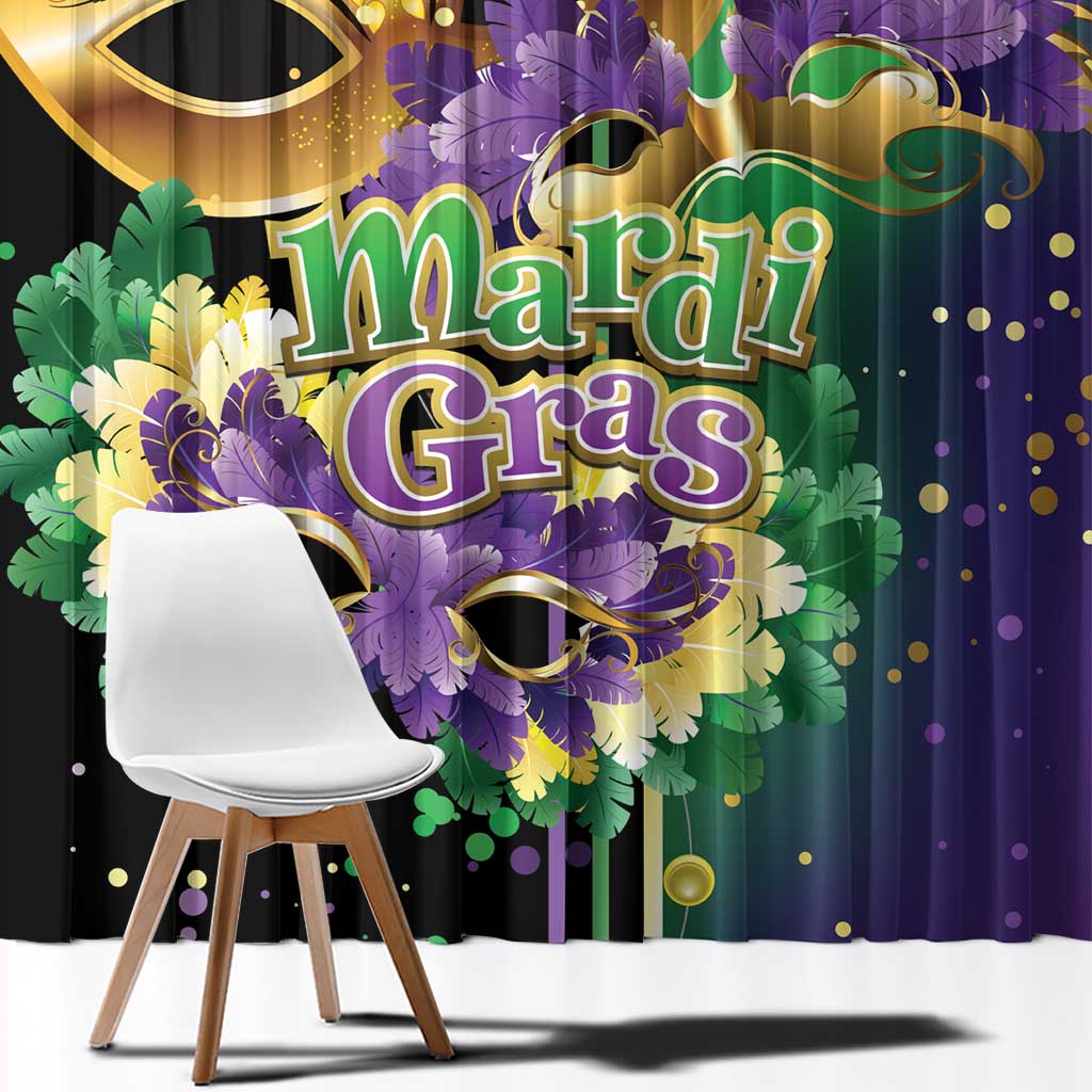 Mardi Gras Window Curtain Carnival Feathers Masks - Wonder Print Shop