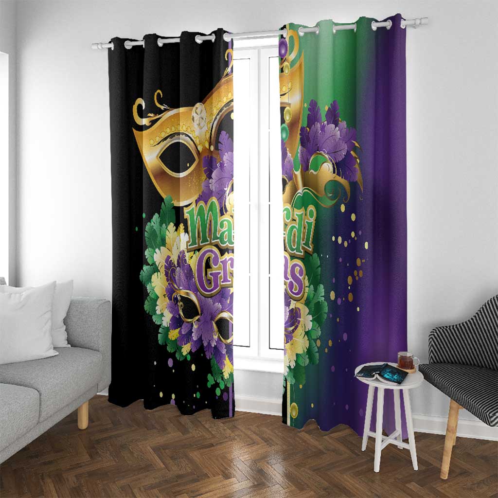 Mardi Gras Window Curtain Carnival Feathers Masks - Wonder Print Shop