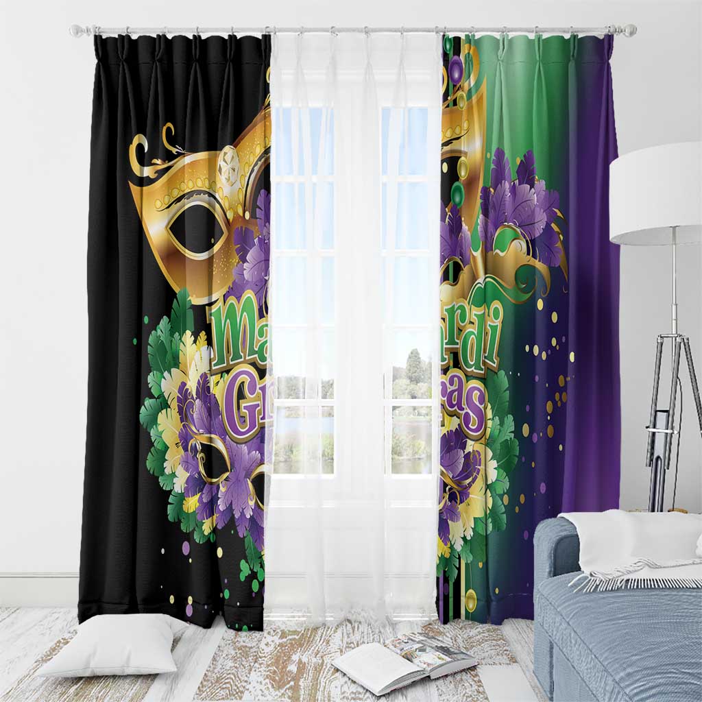 Mardi Gras Window Curtain Carnival Feathers Masks - Wonder Print Shop