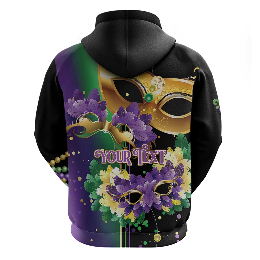 Personalized Mardi Gras Zip Hoodie Carnival Feathers Masks - Wonder Print Shop