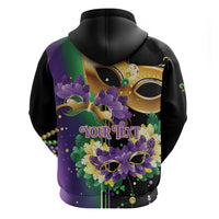 Personalized Mardi Gras Zip Hoodie Carnival Feathers Masks - Wonder Print Shop