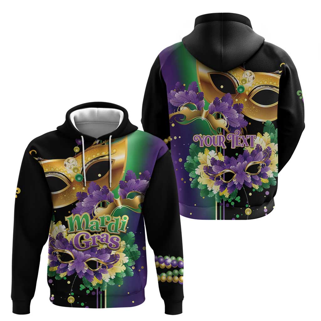 Personalized Mardi Gras Zip Hoodie Carnival Feathers Masks - Wonder Print Shop