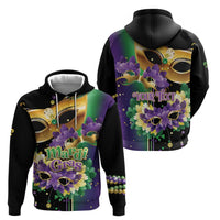 Personalized Mardi Gras Zip Hoodie Carnival Feathers Masks - Wonder Print Shop