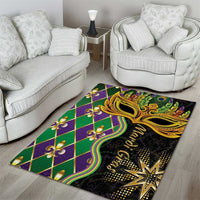 Personalized Mardi Gras Area Rug Gold Mask Unique Style