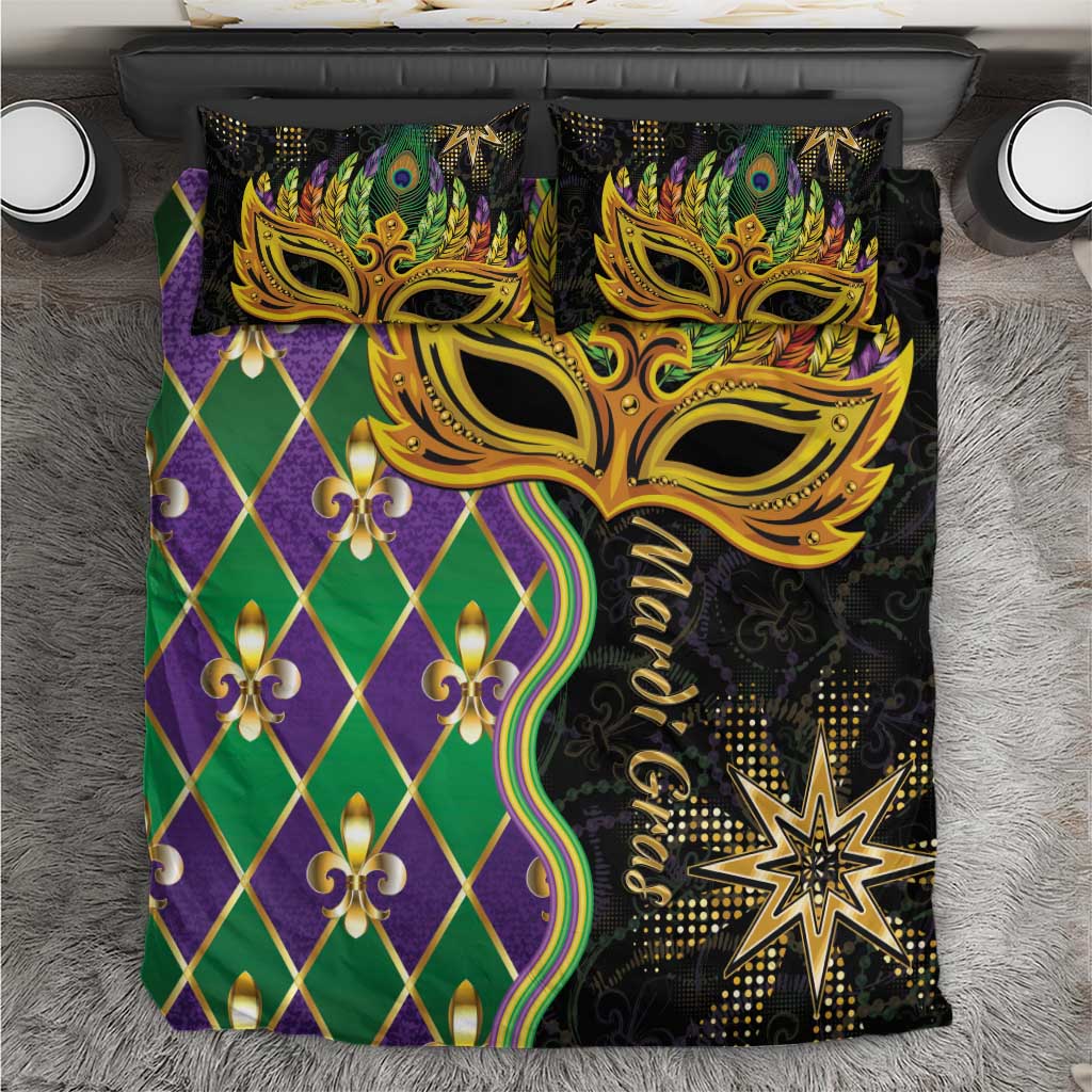 Personalized Mardi Gras Bedding Set Gold Mask Unique Style