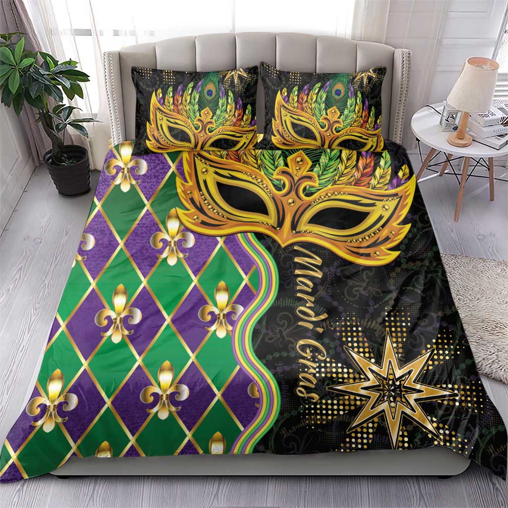 Personalized Mardi Gras Bedding Set Gold Mask Unique Style