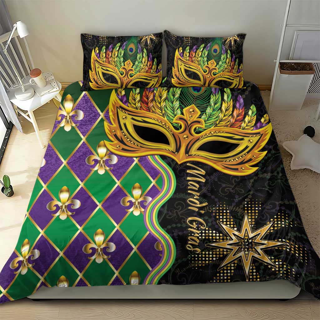 Personalized Mardi Gras Bedding Set Gold Mask Unique Style