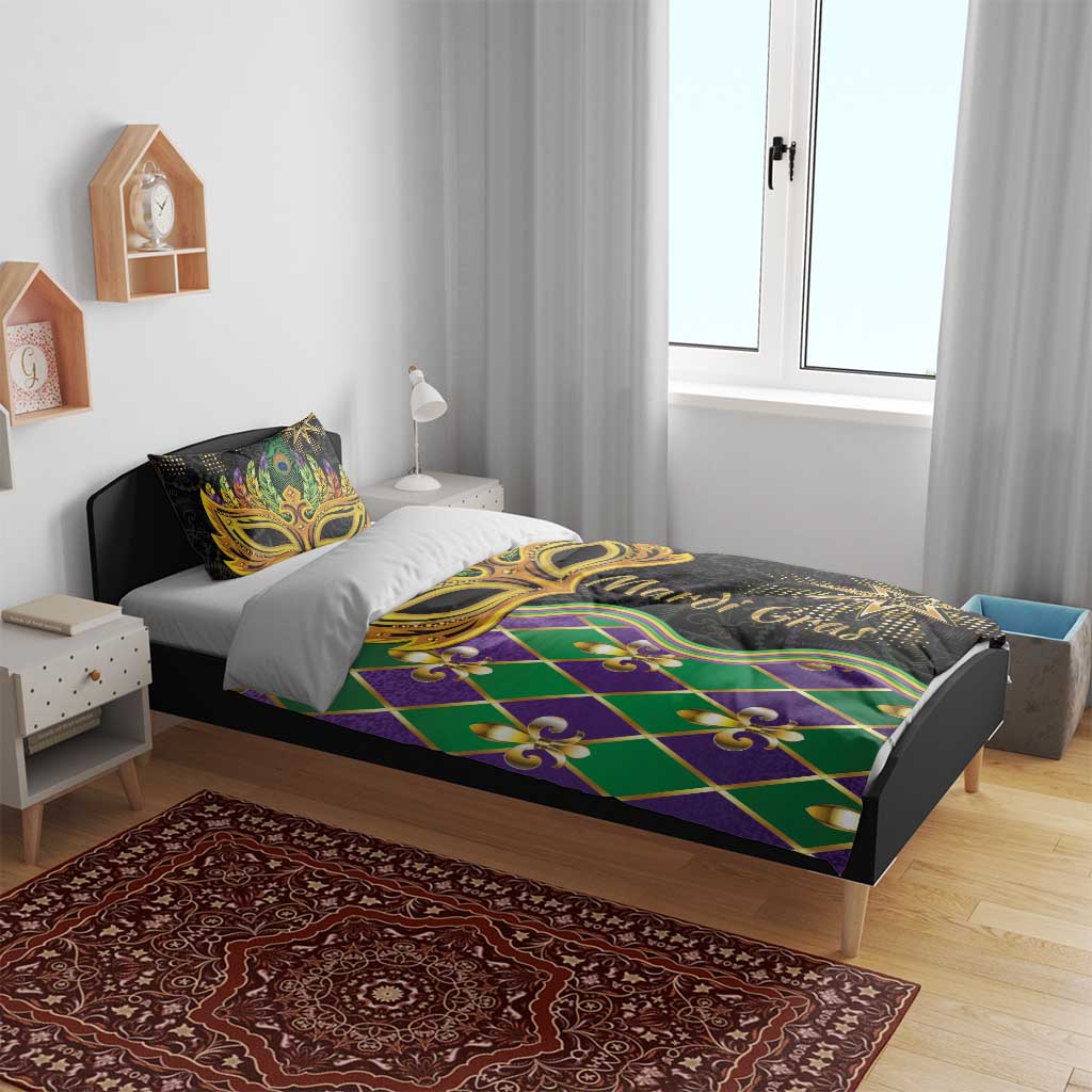 Personalized Mardi Gras Bedding Set Gold Mask Unique Style