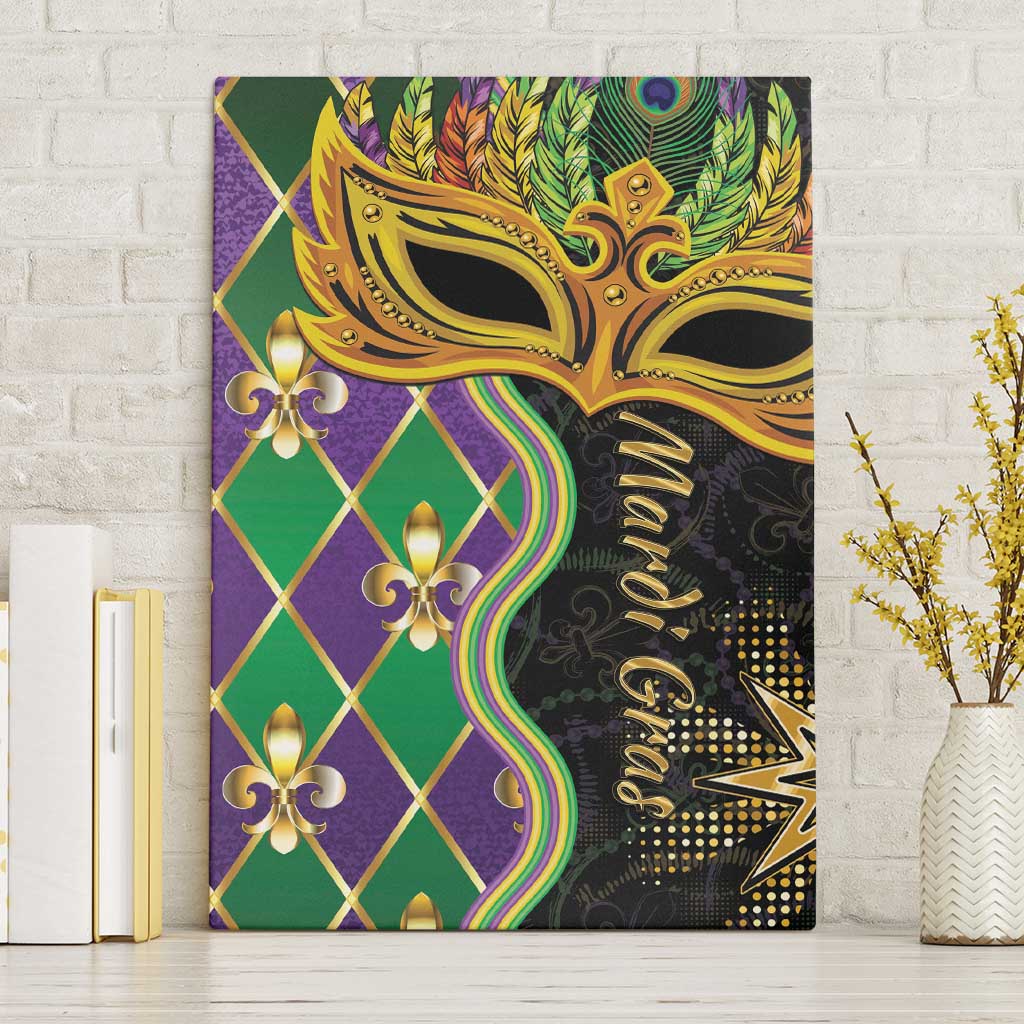 Personalized Mardi Gras Canvas Wall Art Gold Mask Unique Style