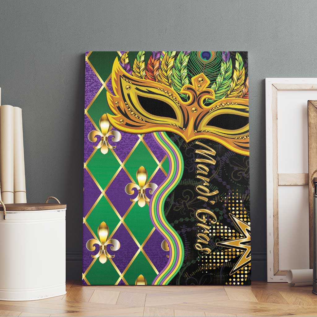 Personalized Mardi Gras Canvas Wall Art Gold Mask Unique Style
