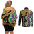 Personalized Mardi Gras Couples Matching Off Shoulder Short Dress and Long Sleeve Button Shirt Gold Mask Unique Style