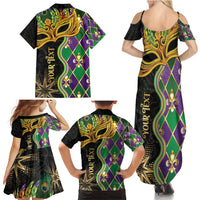Personalized Mardi Gras Family Matching Summer Maxi Dress and Hawaiian Shirt Gold Mask Unique Style