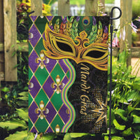 Personalized Mardi Gras Garden Flag Gold Mask Unique Style