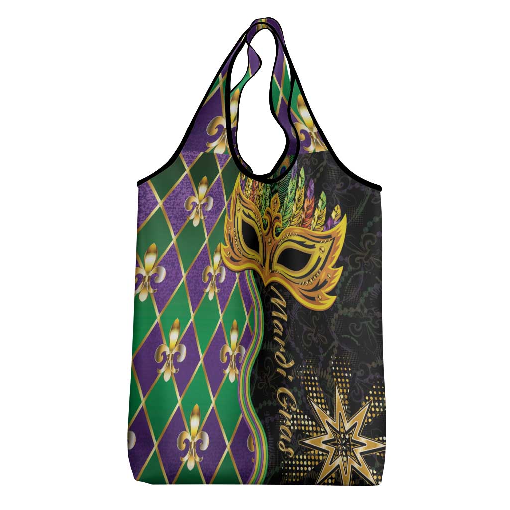 Mardi Gras Grocery Bag Gold Mask Unique Style
