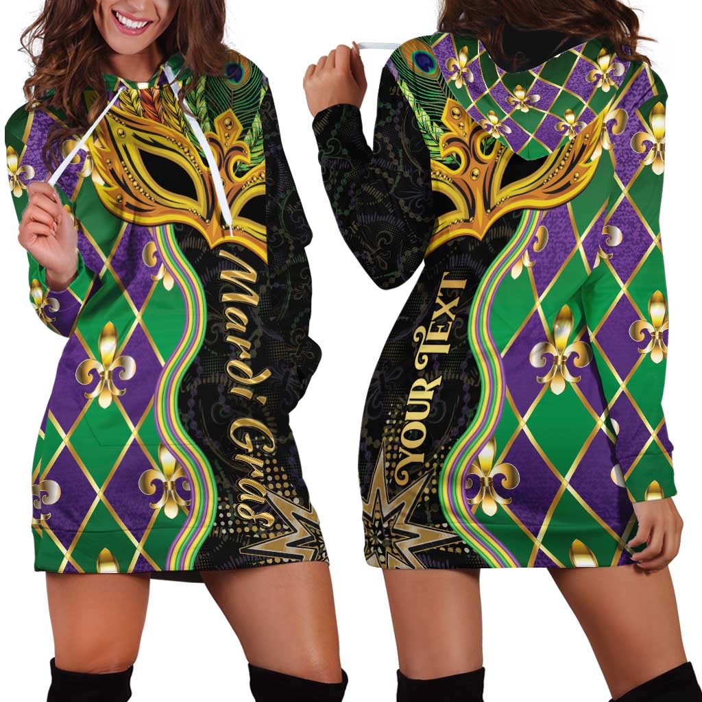 Personalized Mardi Gras Hoodie Dress Gold Mask Unique Style