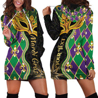 Personalized Mardi Gras Hoodie Dress Gold Mask Unique Style
