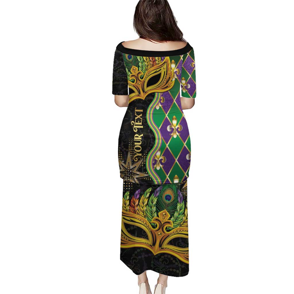 Personalized Mardi Gras Puletasi Gold Mask Unique Style - Wonder Print Shop