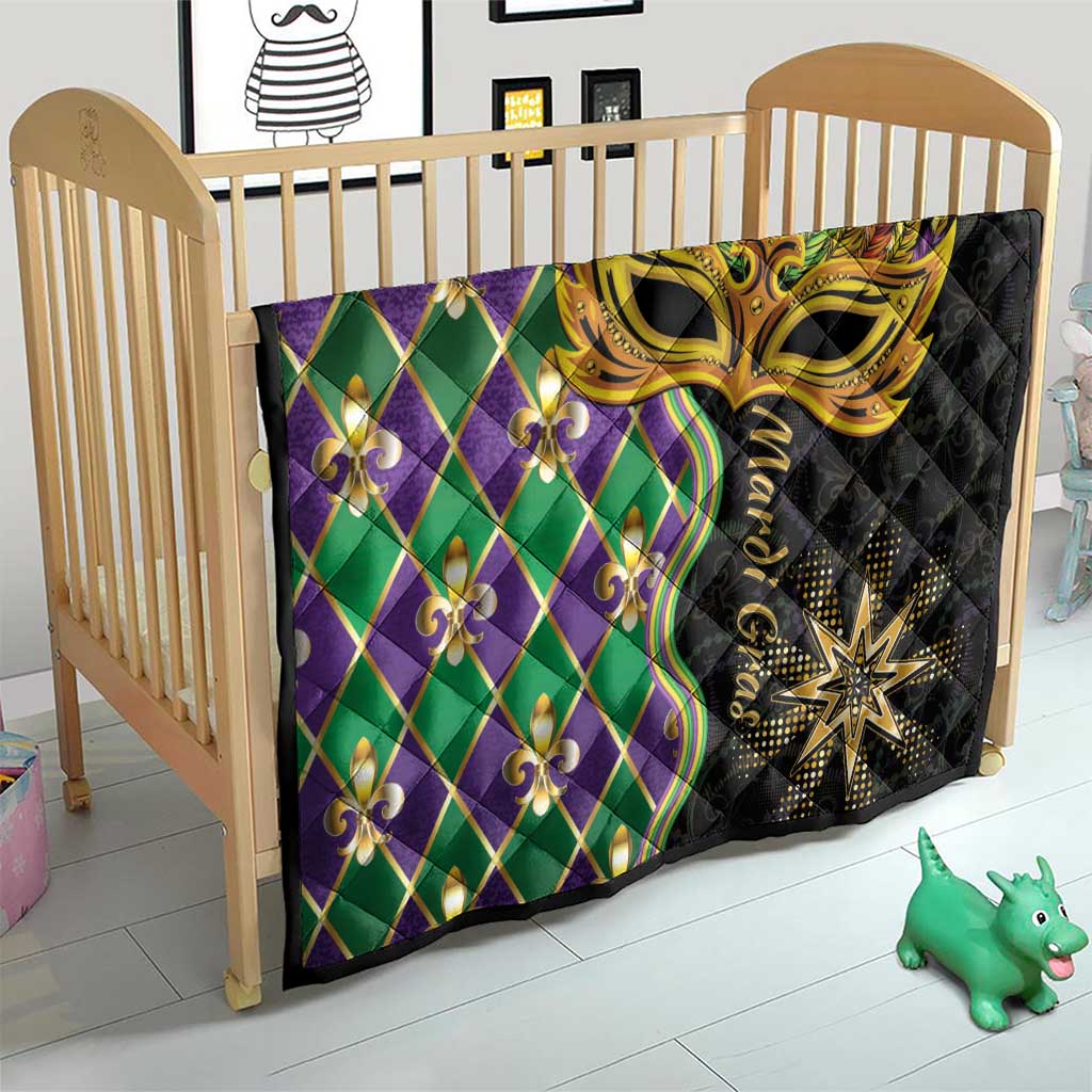 Mardi Gras Quilt Gold Mask Unique Style - Wonder Print Shop