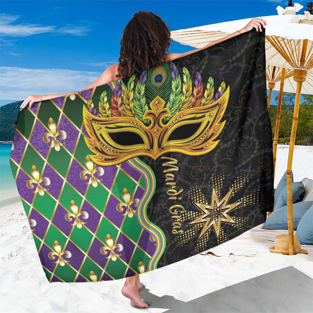 Mardi Gras Sarong Gold Mask Unique Style - Wonder Print Shop