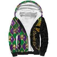 Personalized Mardi Gras Sherpa Hoodie Gold Mask Unique Style - Wonder Print Shop