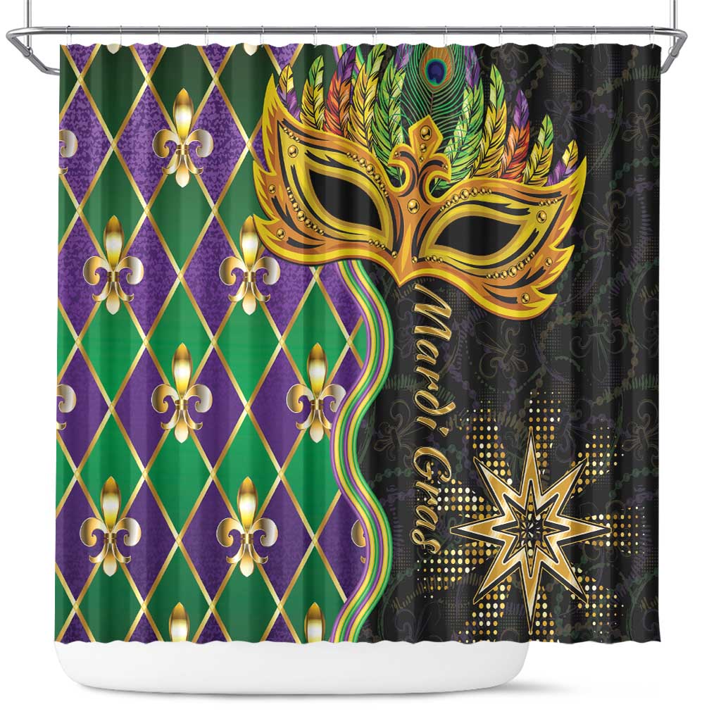Mardi Gras Shower Curtain Gold Mask Unique Style - Wonder Print Shop