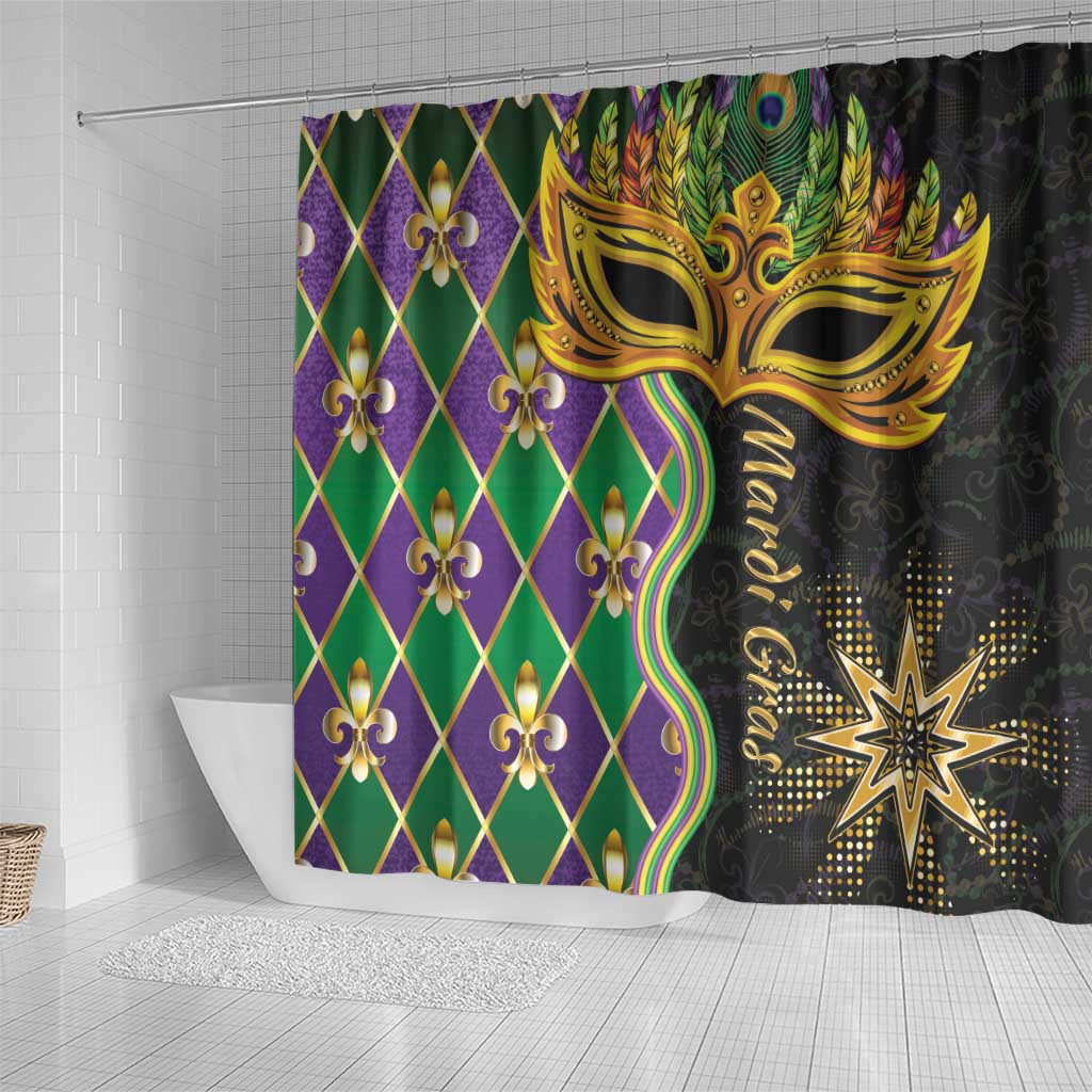 Mardi Gras Shower Curtain Gold Mask Unique Style - Wonder Print Shop