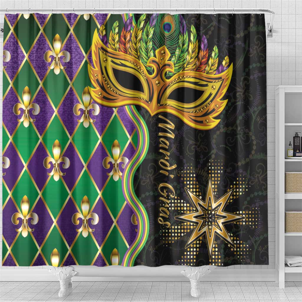 Mardi Gras Shower Curtain Gold Mask Unique Style - Wonder Print Shop