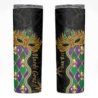 Personalized Mardi Gras Skinny Tumbler Gold Mask Unique Style - Wonder Print Shop