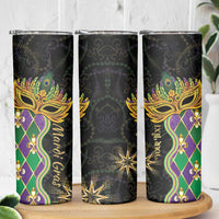 Personalized Mardi Gras Skinny Tumbler Gold Mask Unique Style - Wonder Print Shop