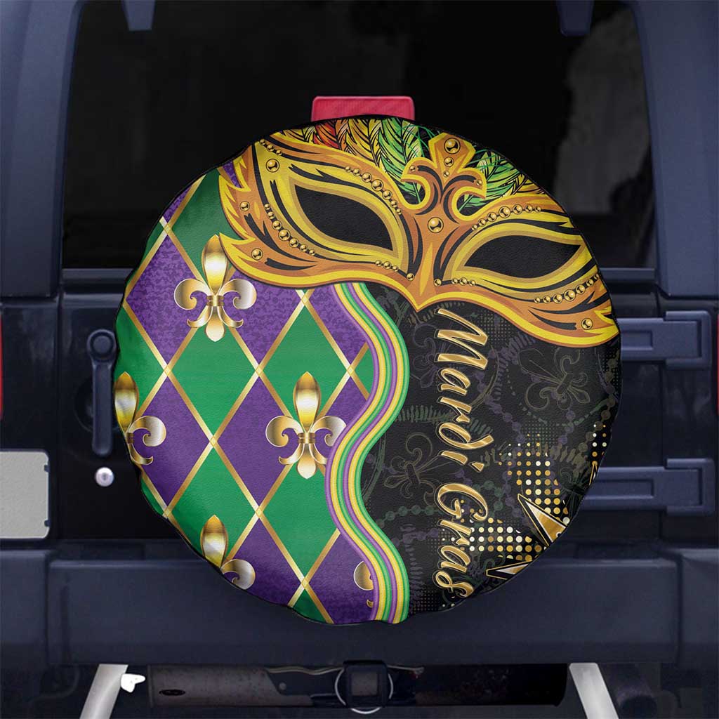 Mardi Gras Spare Tire Cover Gold Mask Unique Style - Wonder Print Shop