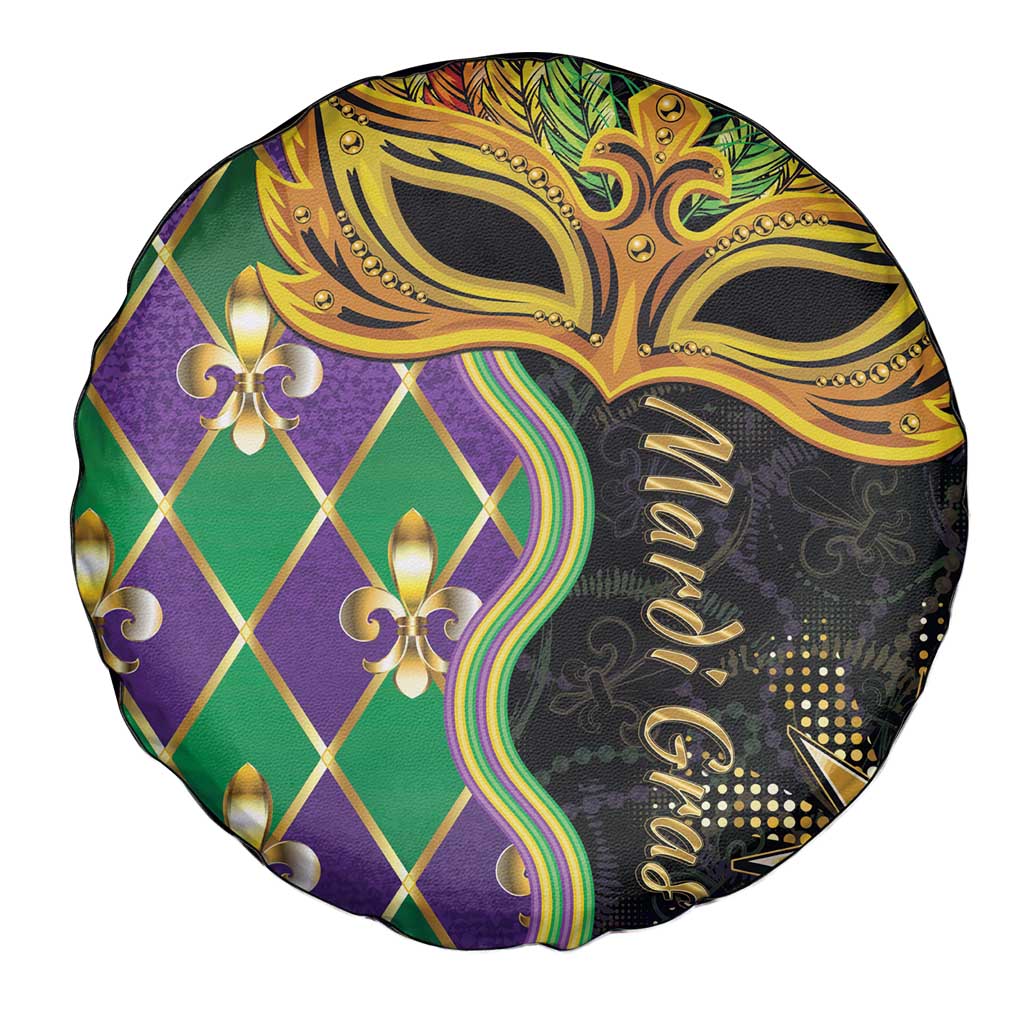 Mardi Gras Spare Tire Cover Gold Mask Unique Style - Wonder Print Shop