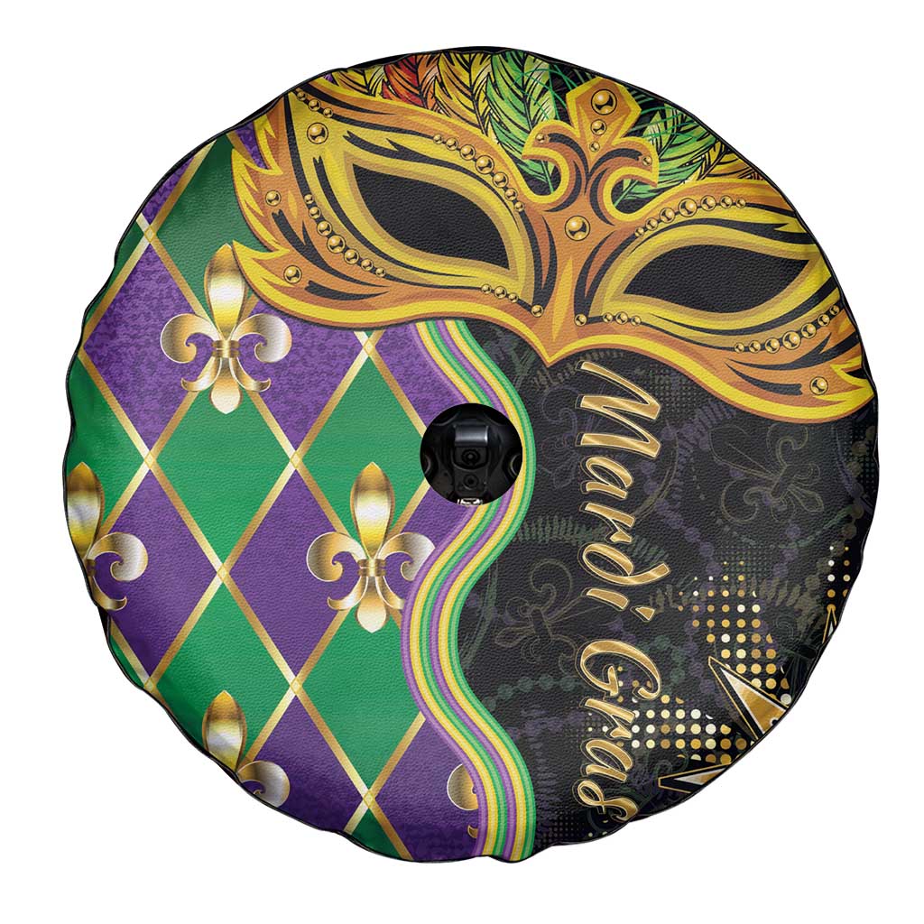Mardi Gras Spare Tire Cover Gold Mask Unique Style - Wonder Print Shop