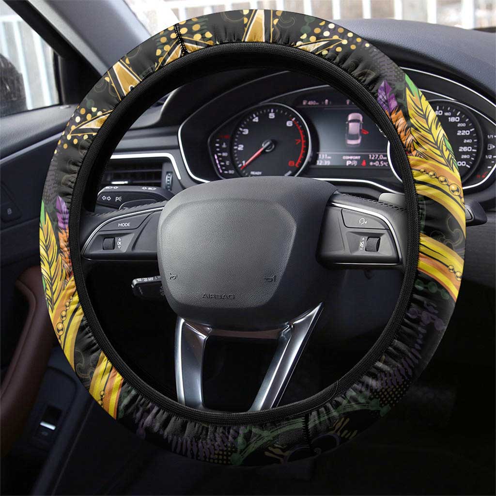 Mardi Gras Steering Wheel Cover Gold Mask Unique Style - Wonder Print Shop
