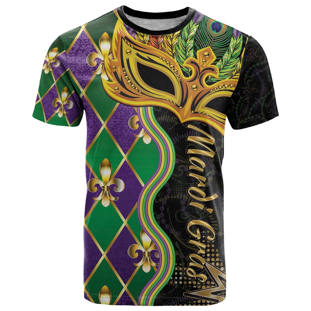 Personalized Mardi Gras T Shirt Gold Mask Unique Style - Wonder Print Shop